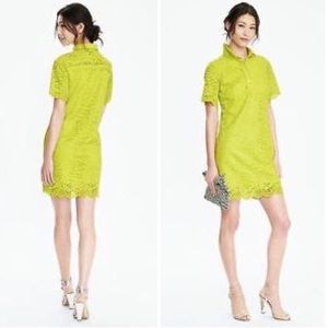 Banana Republic Floral Lace Shirt Lime Green Dress